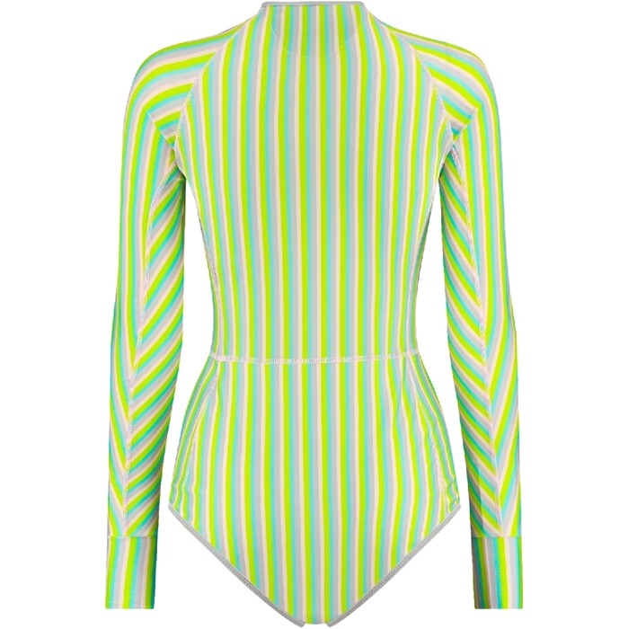 2024 Wallien Womens One Piece Long Sleeve Front Zip Swimsuit 102001 - Multi Color Stripe
